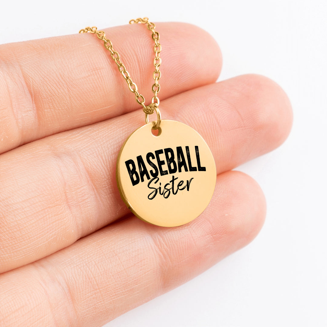 Baseball Sister Rustic Design Coin Necklace