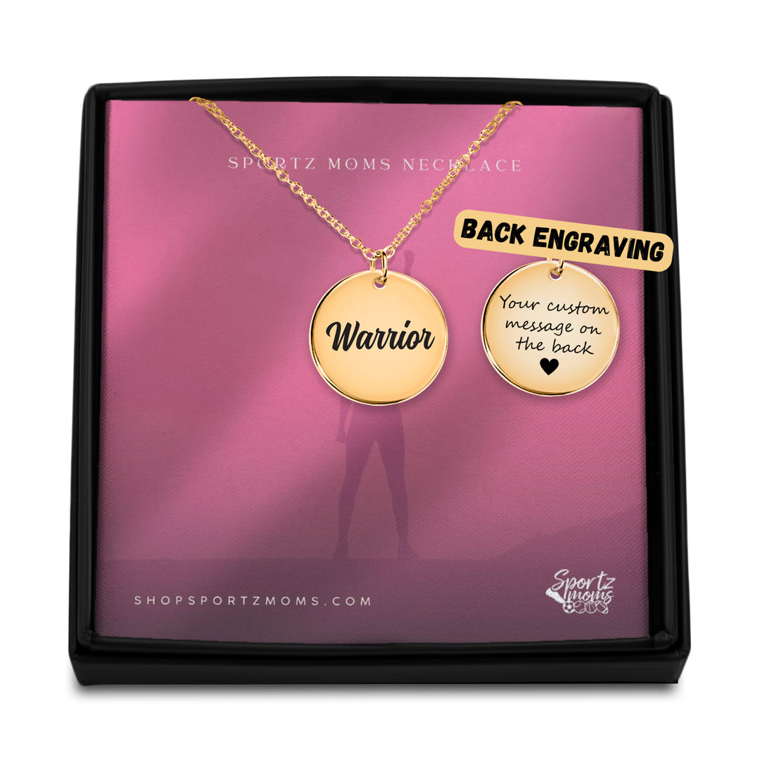 Warrior Cursive Design Coin Necklace