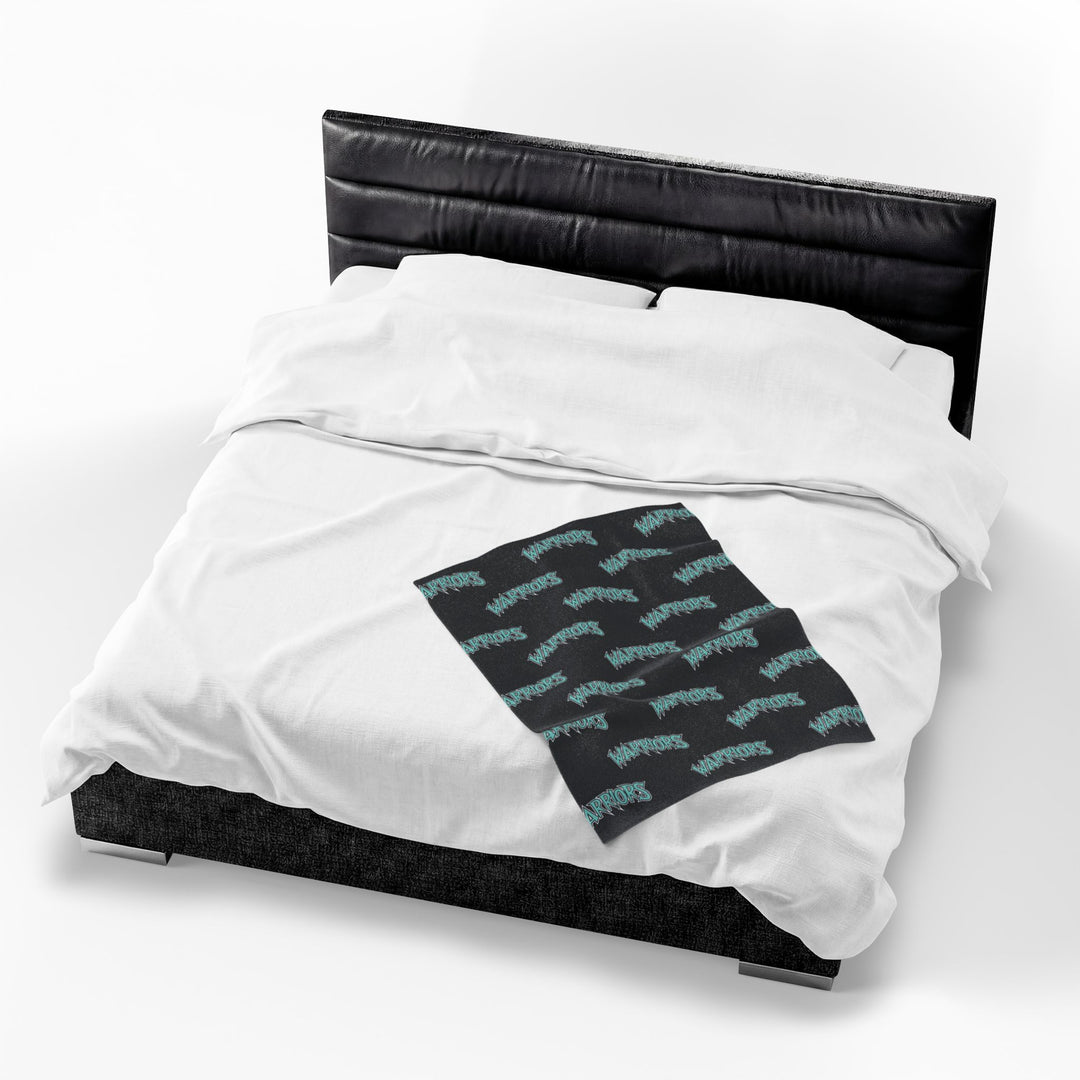 Warriors Velveteen Plush Blanket - Logo Pattern