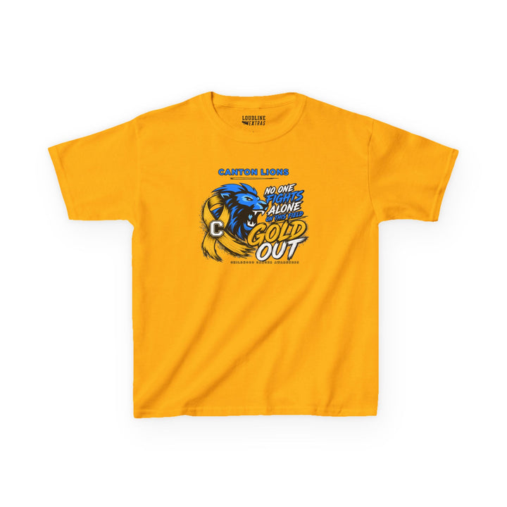 Canton Lions Football &amp; Cheer Gildan Unisex Youth T-Shirt - Gold Out Design
