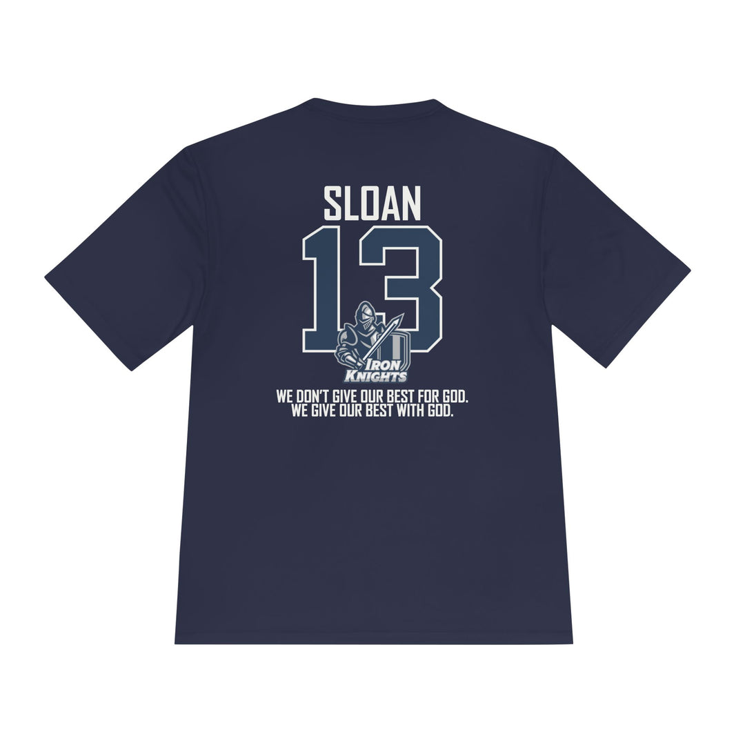 Iron Knights Adult Unisex Moisture Wicking T-Shirt - w/Knight Logo, Name &amp; Number on back