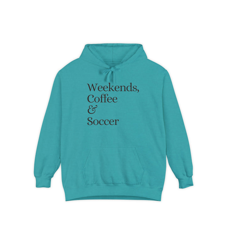Weekends Coffee &amp; Soccer Unisex Adult Premium Hooded Sweatshirt