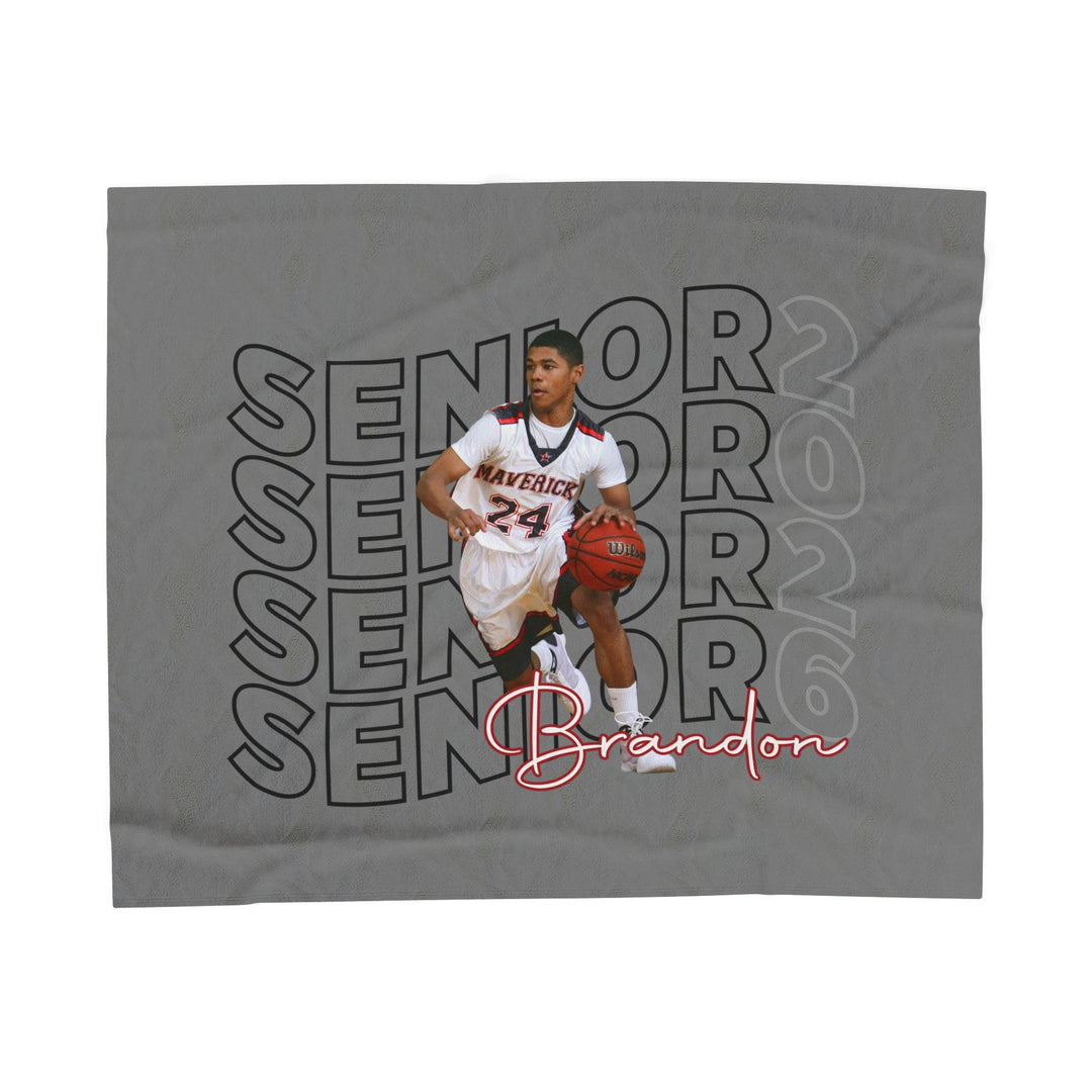 Senior Wavy Design w/Photo &amp; Name - Velveteen Plush Blanket
