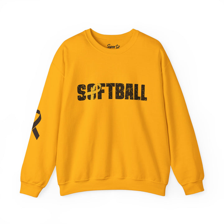 Cancer Ribbon Pick Your Sport Adult Unisex Crewneck Sweatshirt w/Ribbon on Sleeve