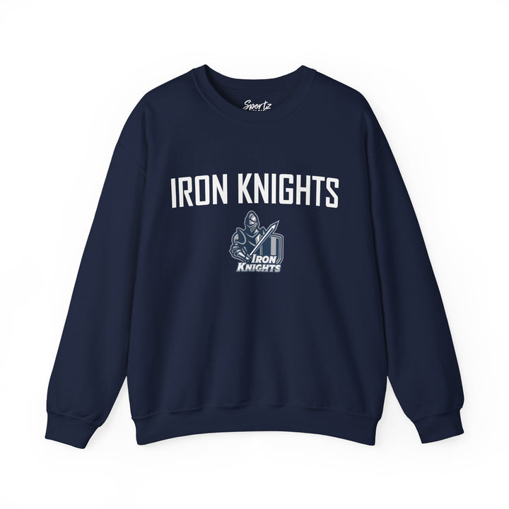 Iron Knights Adult Unisex Crewneck Sweatshirt w/Name, Number &amp; Bible Verse - All White or Blue Design