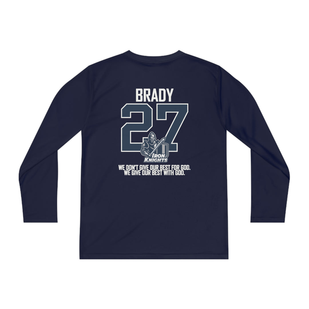 Iron Knights Youth Long Sleeve Competitor Moisture Wicking Tee W/Knight Design, Name &amp; Number
