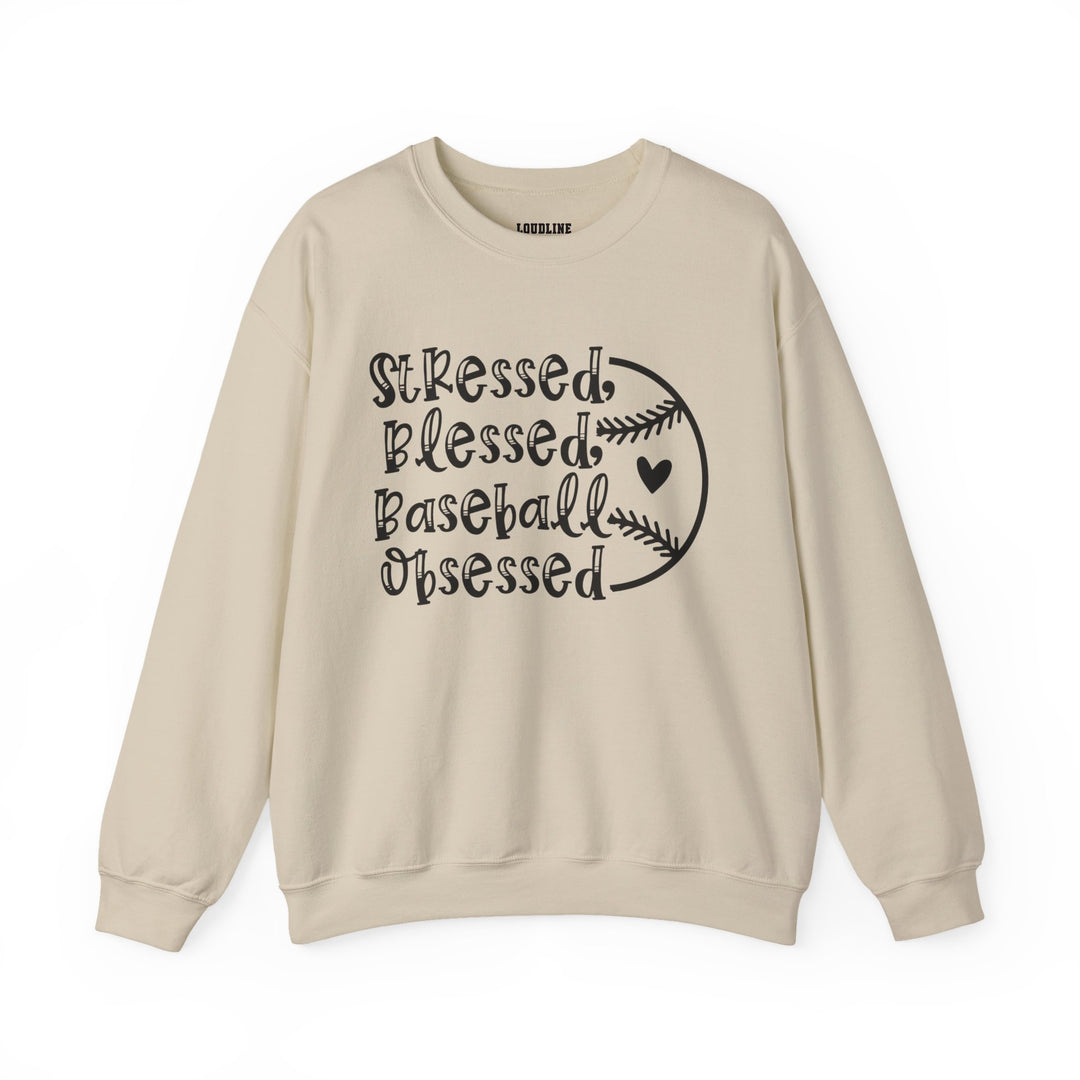 Stressed Blessed Baseball Obsessed Unisex Adult Crewneck Sweatshirt