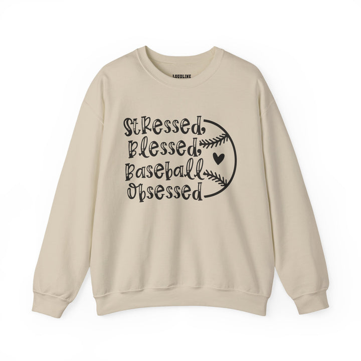 Stressed Blessed Baseball Obsessed Unisex Adult Crewneck Sweatshirt