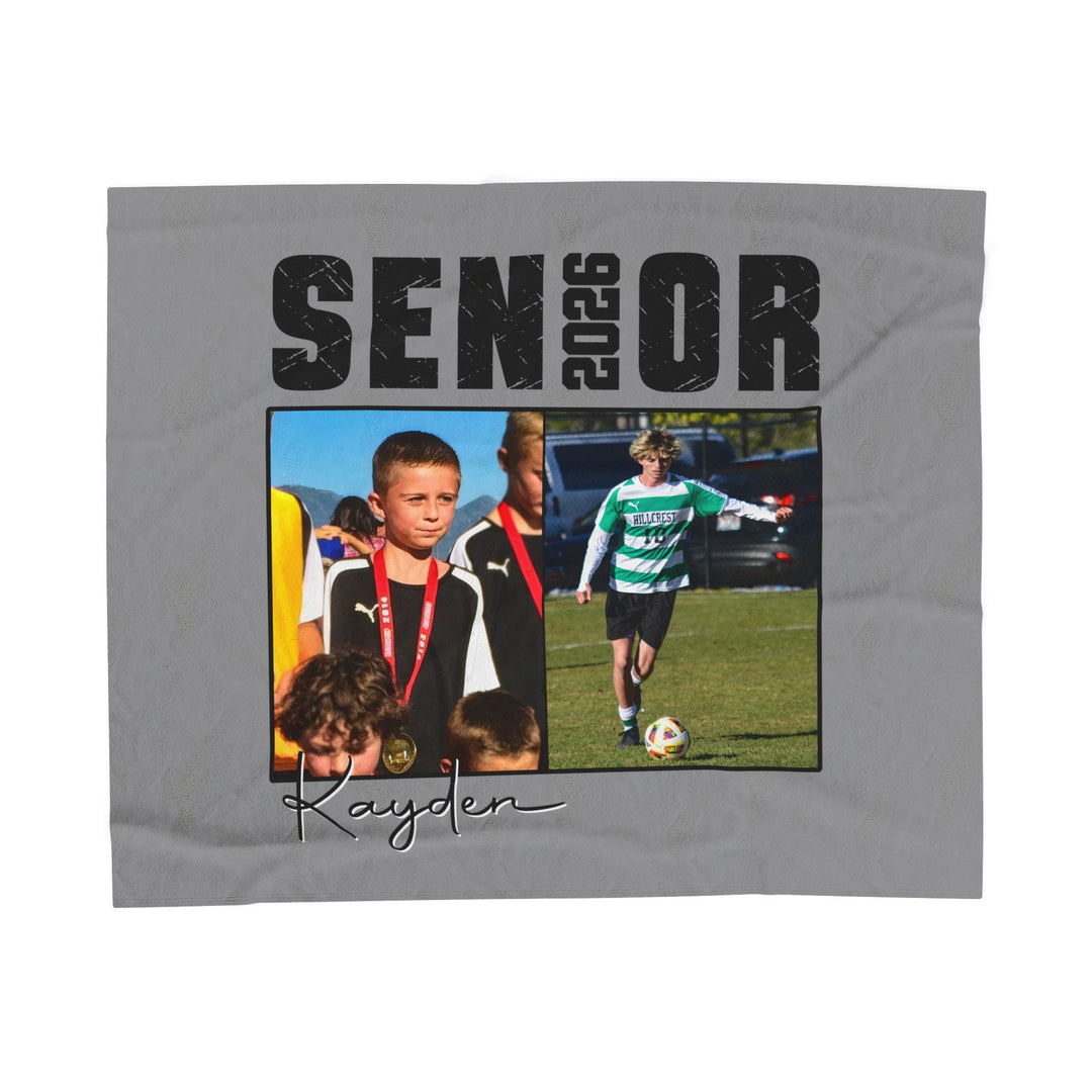 Senior Then vs Now Photo &amp; Name - Velveteen Plush Blanket