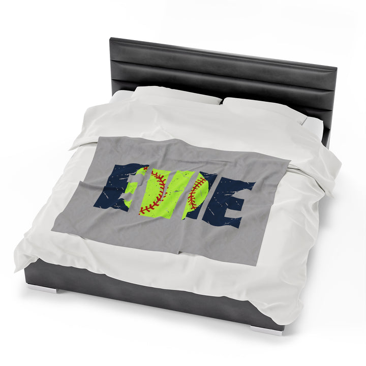 Softball Plush Blanket w/Custom Name