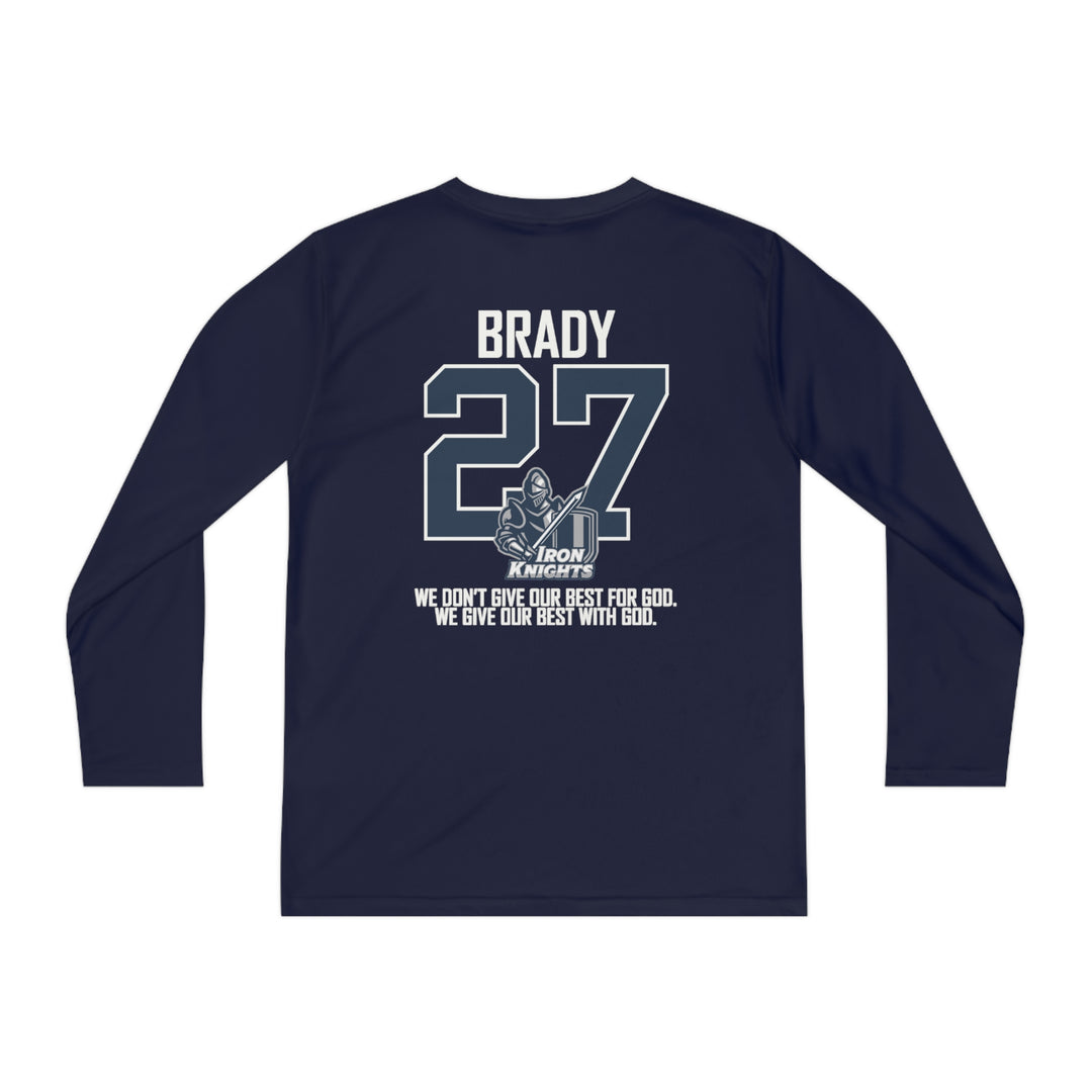 Iron Knights Youth Long Sleeve Competitor Moisture Wicking Tee W/Flag Design, Name &amp; Number