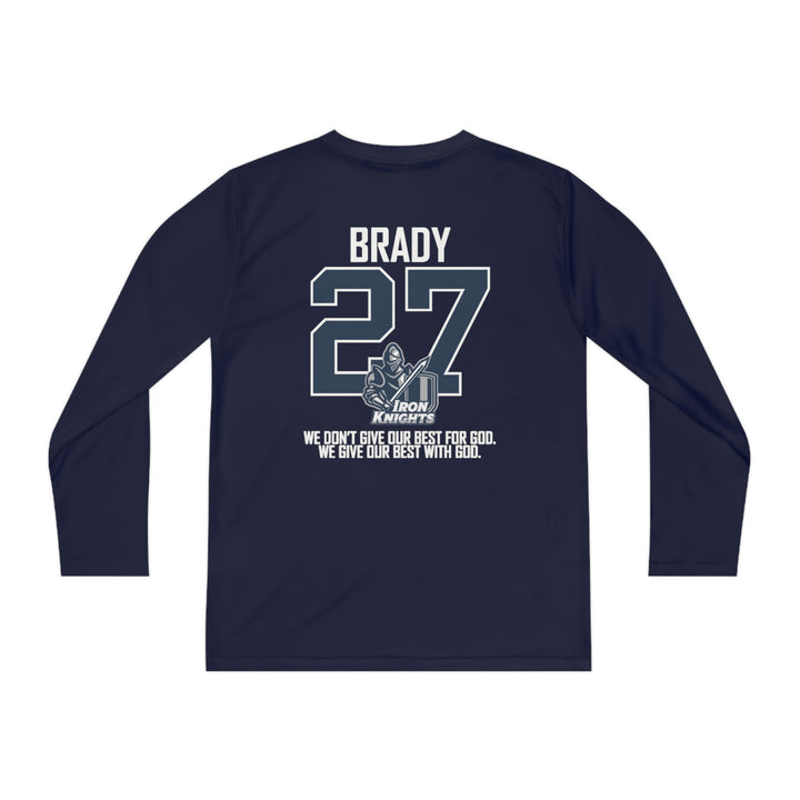 Iron Knights Youth Long Sleeve Competitor Moisture Wicking Tee W/Flag Design, Name &amp; Number