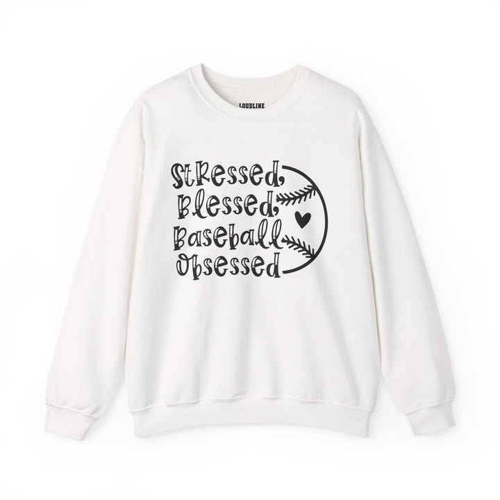 Stressed Blessed Baseball Obsessed Unisex Adult Crewneck Sweatshirt