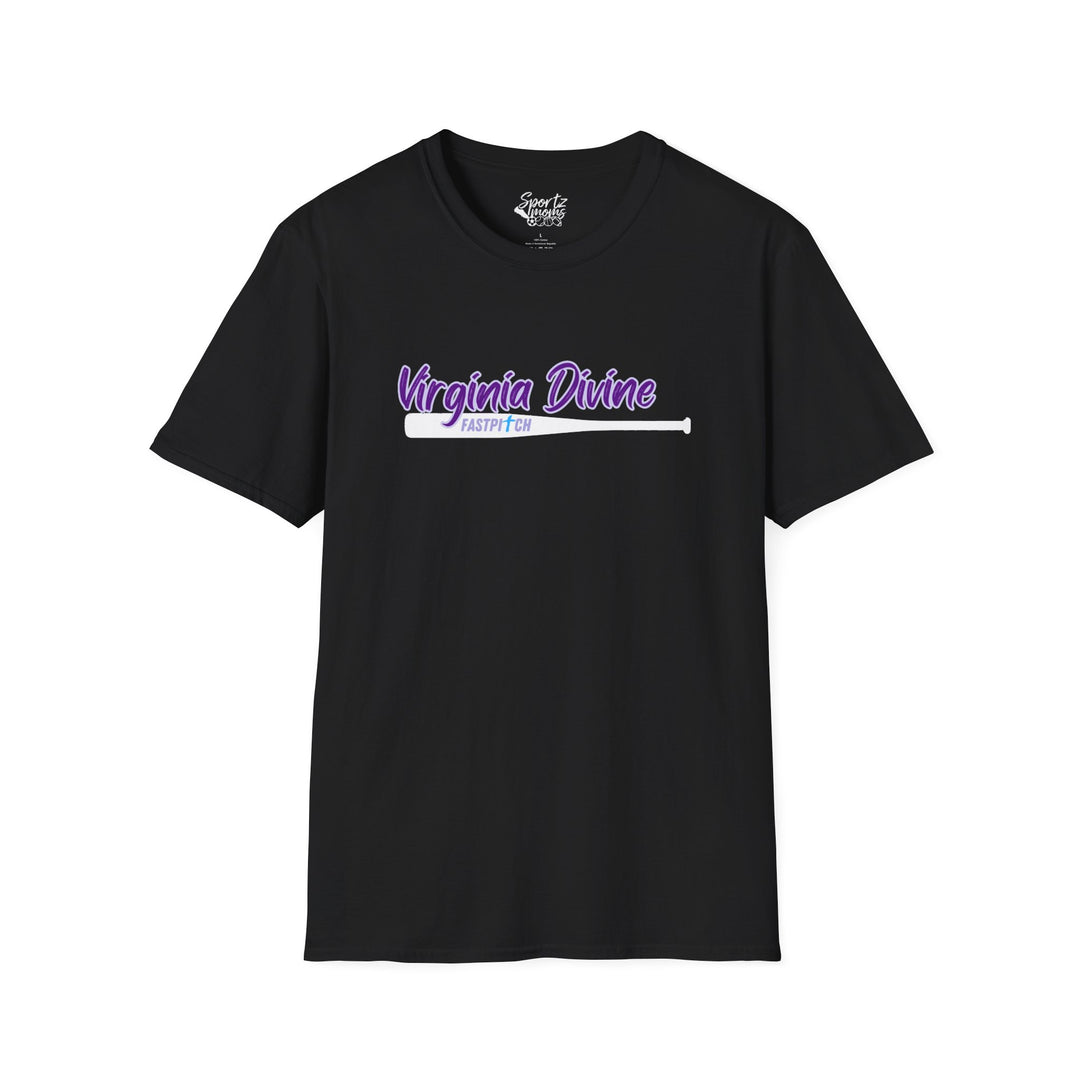 Virginia Divine Sports Unisex Adult T-Shirt - Softball Pattern Design w/Name &amp; Number on back