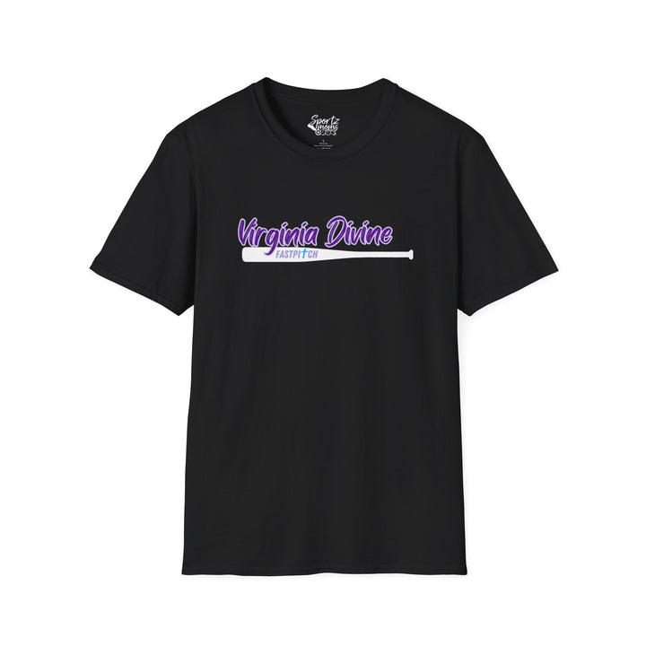 Virginia Divine Sports Unisex Adult T-Shirt - Softball Pattern Design w/Name &amp; Number on back