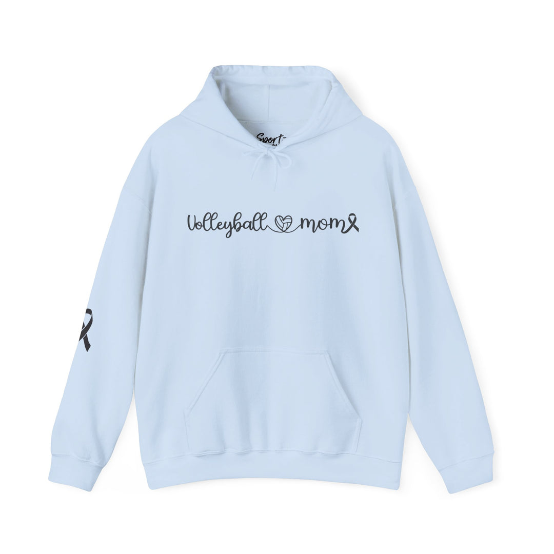 Cancer Collection Pick Your Sport Mom Ribbon &amp; Heart Adult Unisex Hooded Sweatshirt w/Ribbon on Sleeve