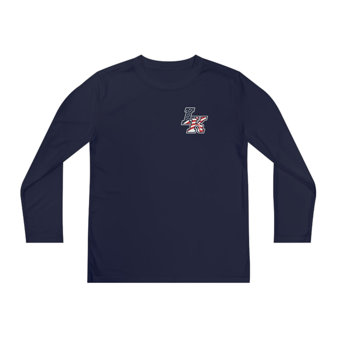 Iron Knights Youth Long Sleeve Competitor Moisture Wicking Tee W/Flag Design, Name &amp; Number
