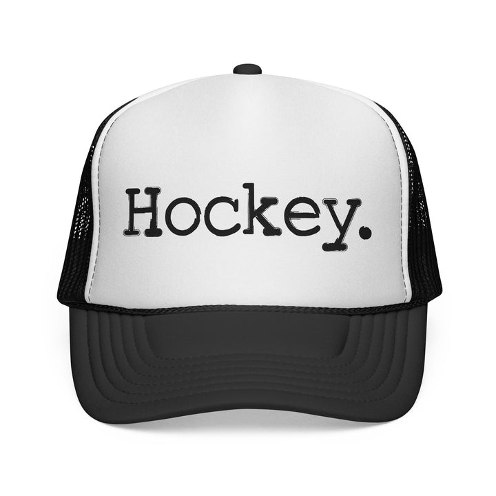 Hockey Typewriter Design Trucker Hat