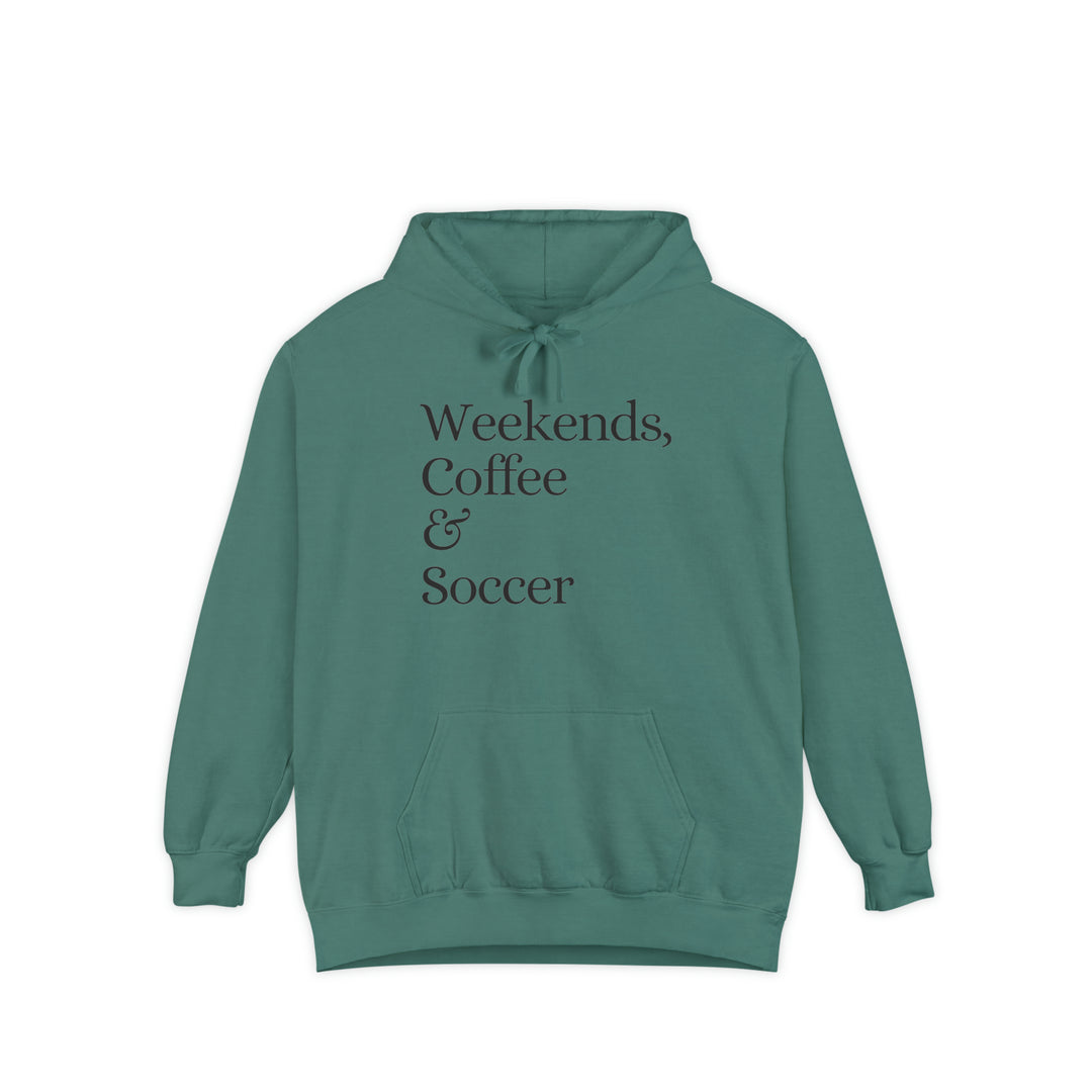Weekends Coffee &amp; Soccer Unisex Adult Premium Hooded Sweatshirt