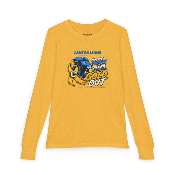 Canton Lions Football &amp; Cheer Standard Unisex Youth T-Shirt - Gold Out Design