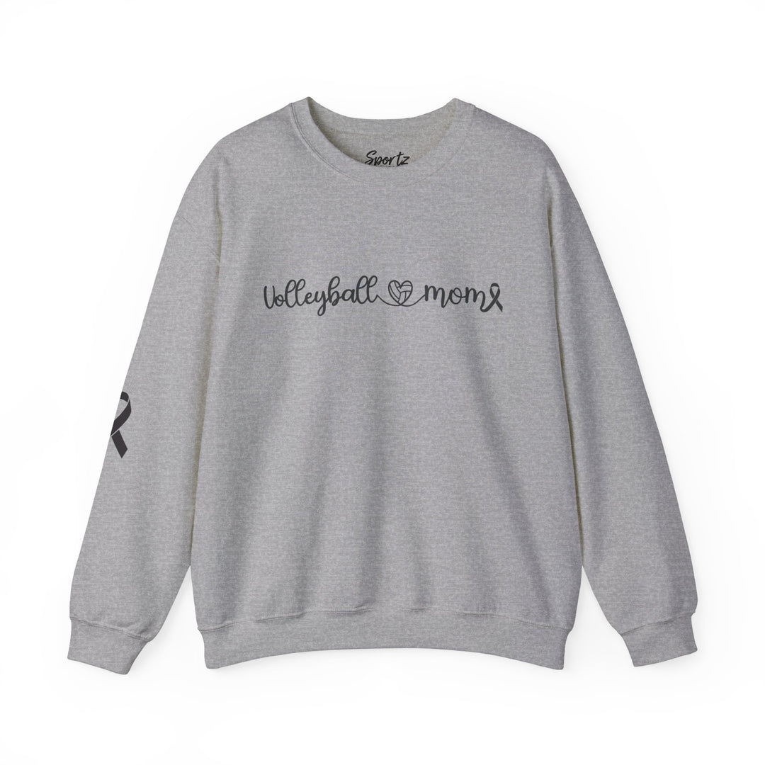 Cancer Collection Pick Your Sport Mom Ribbon &amp; Heart Adult Unisex Crewneck Sweatshirt w/Ribbon on Sleeve