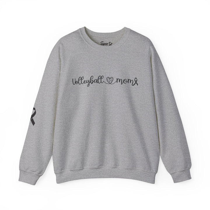 Cancer Collection Pick Your Sport Mom Ribbon &amp; Heart Adult Unisex Crewneck Sweatshirt w/Ribbon on Sleeve