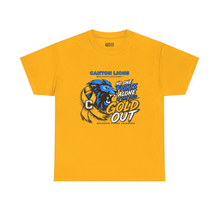 Canton Lions Football &amp; Cheer Unisex Adult Gildan Standard T-Shirt - Gold Out Design