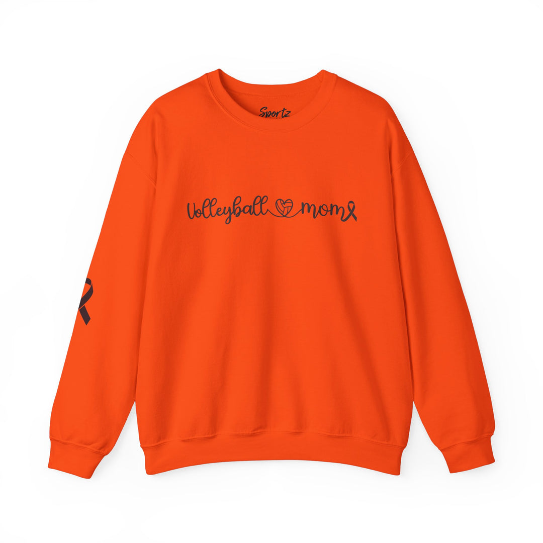 Cancer Collection Pick Your Sport Mom Ribbon &amp; Heart Adult Unisex Crewneck Sweatshirt w/Ribbon on Sleeve