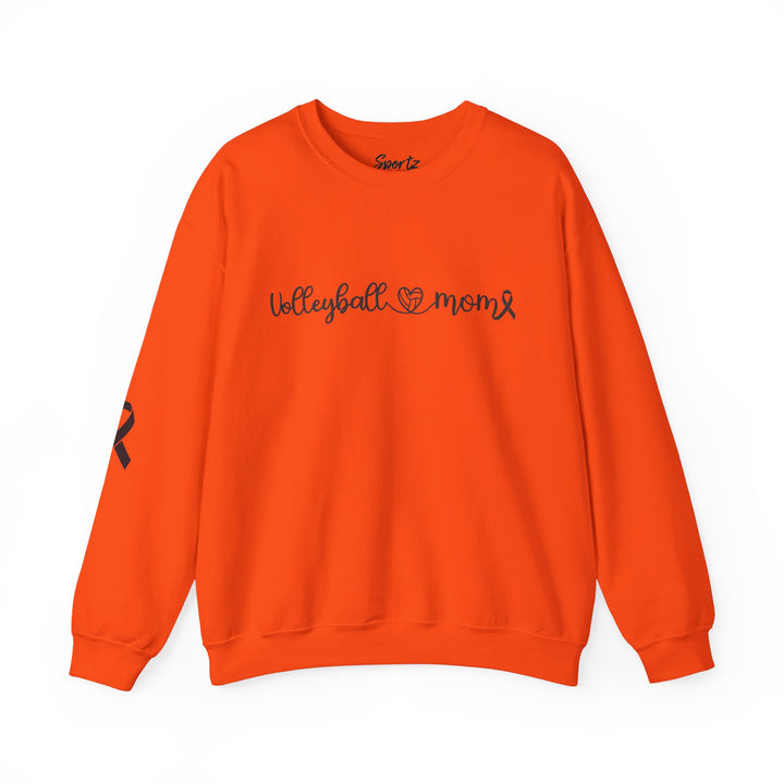 Cancer Collection Pick Your Sport Mom Ribbon &amp; Heart Adult Unisex Crewneck Sweatshirt w/Ribbon on Sleeve