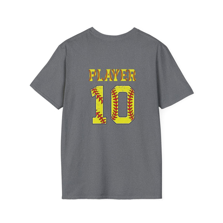 Virginia Divine Sports Unisex Adult T-Shirt - Softball Pattern Design w/Name &amp; Number on back