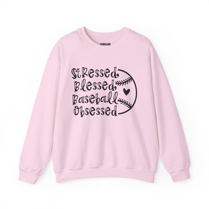 Stressed Blessed Baseball Obsessed Unisex Adult Crewneck Sweatshirt