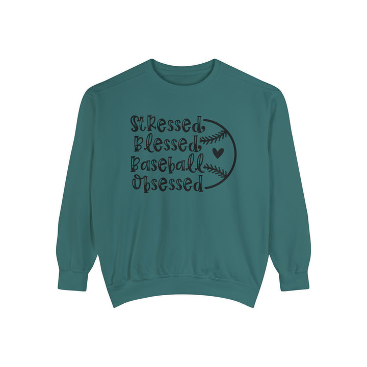 Stressed Blessed Baseball Obsessed Unisex Adult Premium Crewneck Sweatshirt