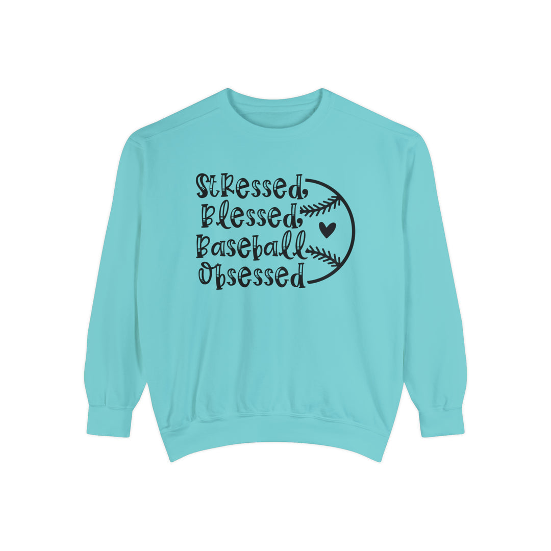 Stressed Blessed Baseball Obsessed Unisex Adult Premium Crewneck Sweatshirt