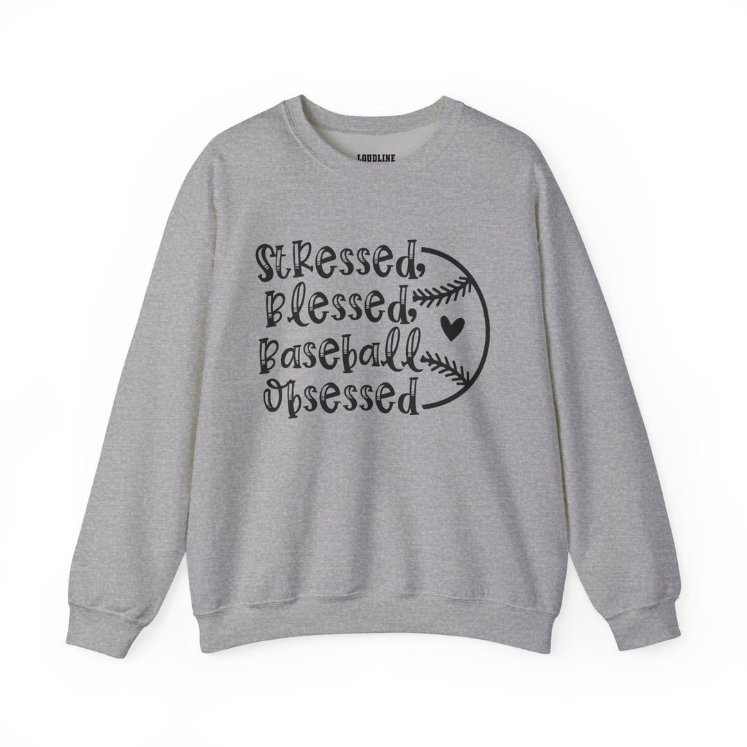 Stressed Blessed Baseball Obsessed Unisex Adult Crewneck Sweatshirt