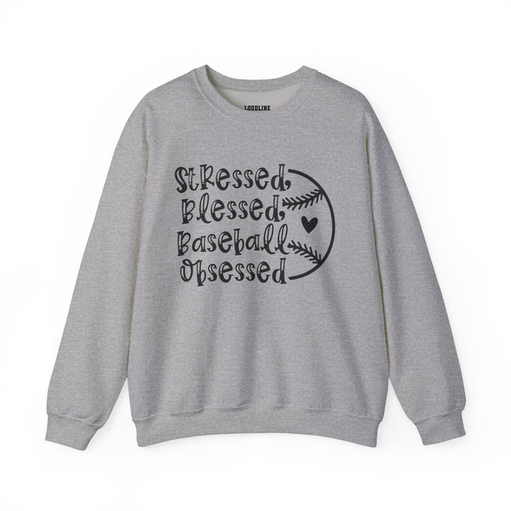 Stressed Blessed Baseball Obsessed Unisex Adult Crewneck Sweatshirt