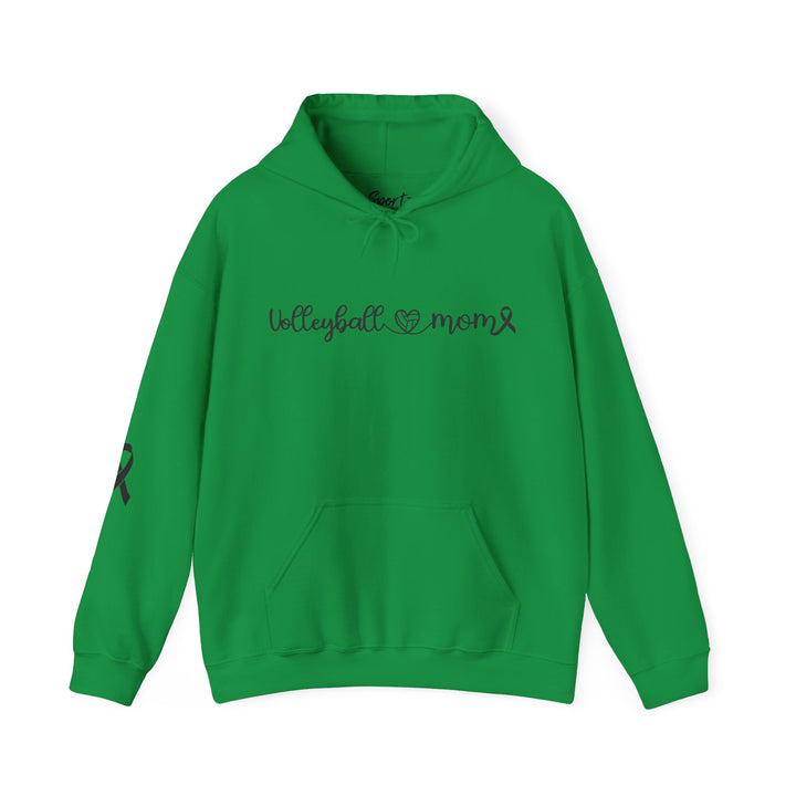 Cancer Collection Pick Your Sport Mom Ribbon &amp; Heart Adult Unisex Hooded Sweatshirt w/Ribbon on Sleeve
