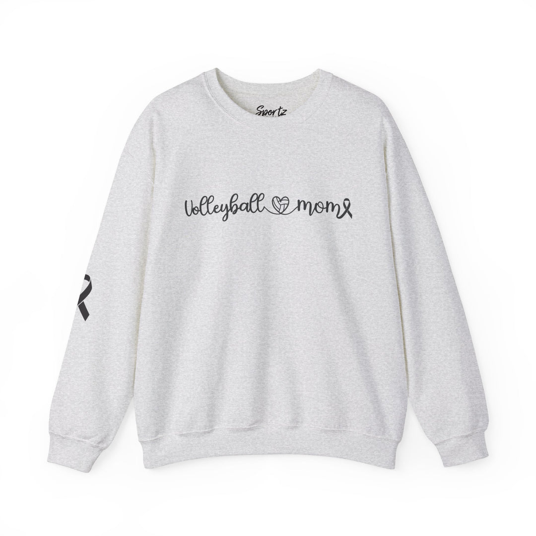 Cancer Collection Pick Your Sport Mom Ribbon &amp; Heart Adult Unisex Crewneck Sweatshirt w/Ribbon on Sleeve