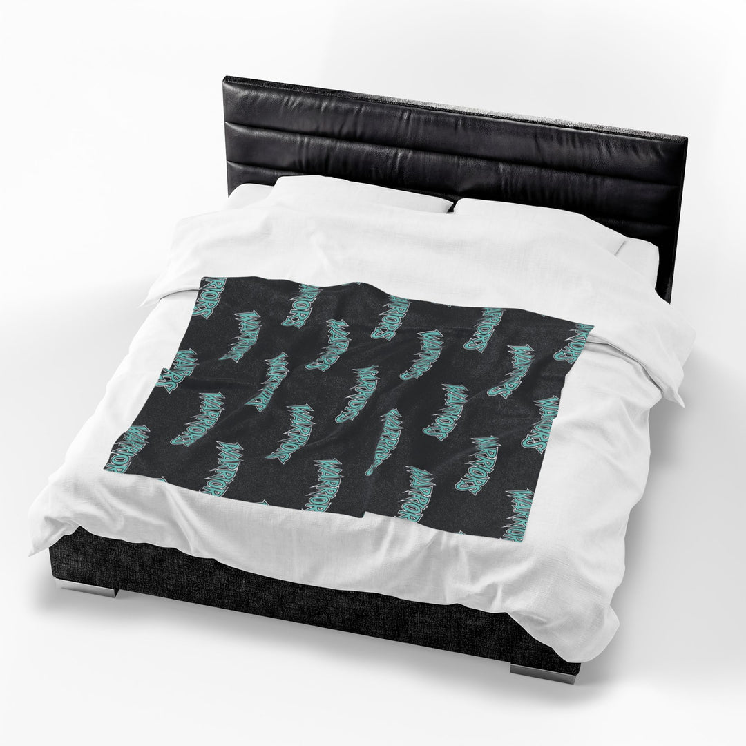 Warriors Velveteen Plush Blanket - Logo Pattern