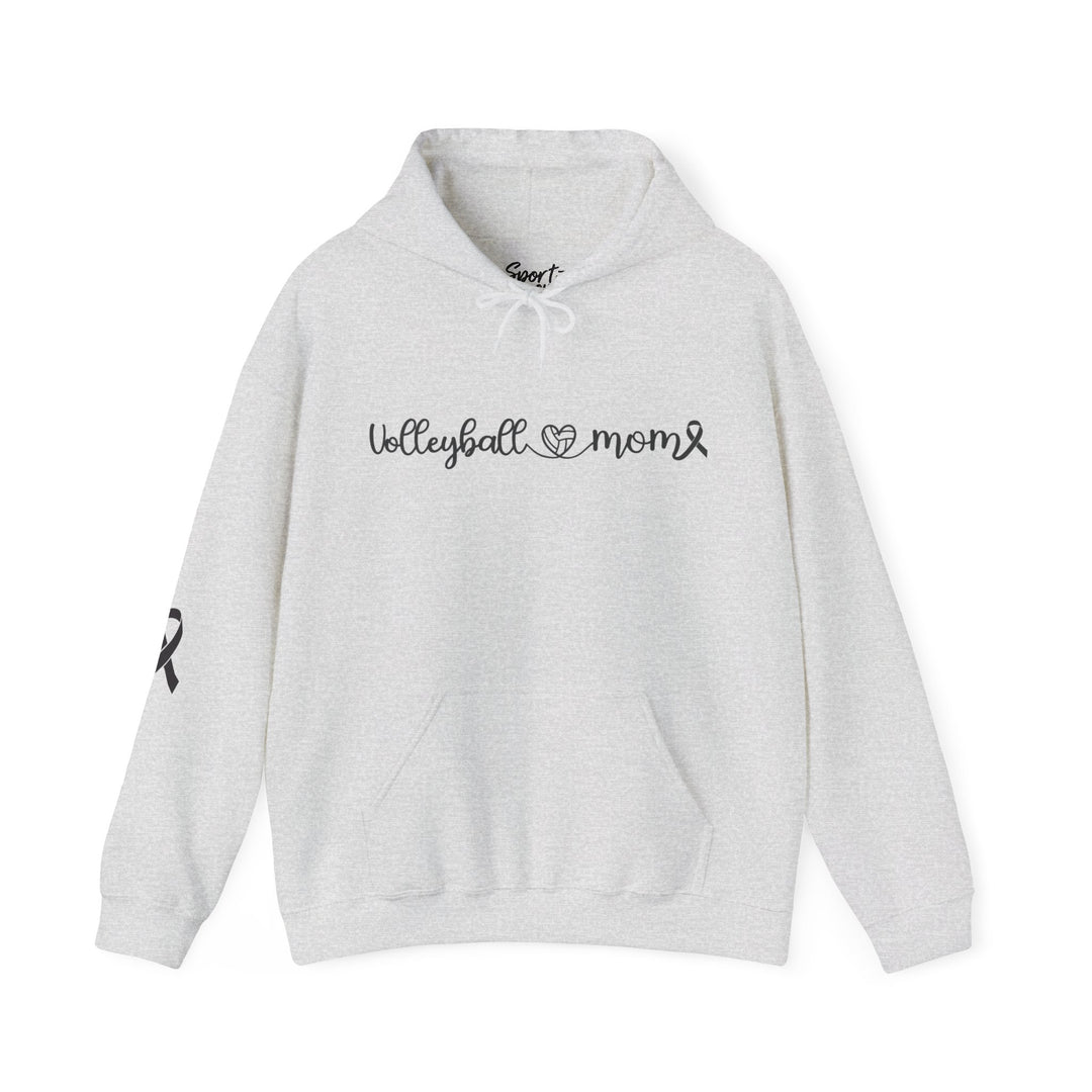 Cancer Collection Pick Your Sport Mom Ribbon &amp; Heart Adult Unisex Hooded Sweatshirt w/Ribbon on Sleeve