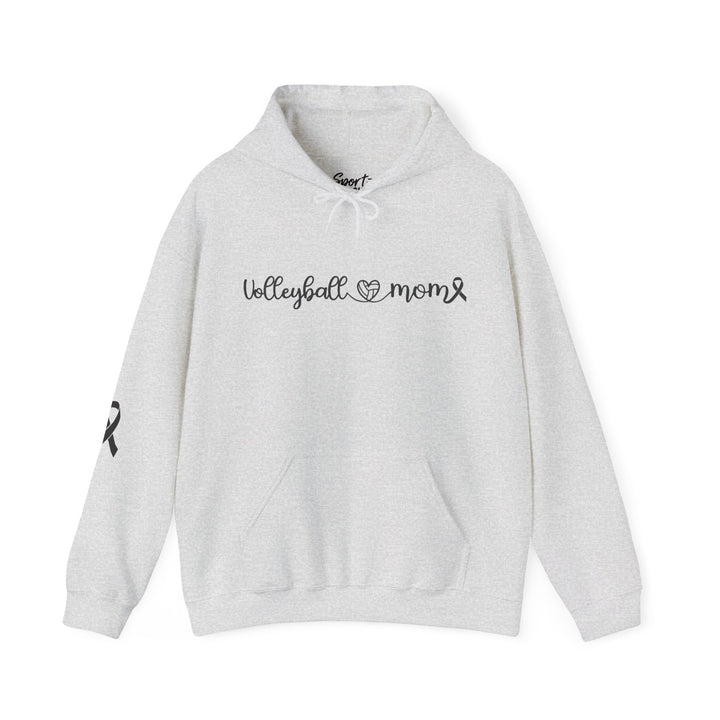 Cancer Collection Pick Your Sport Mom Ribbon &amp; Heart Adult Unisex Hooded Sweatshirt w/Ribbon on Sleeve