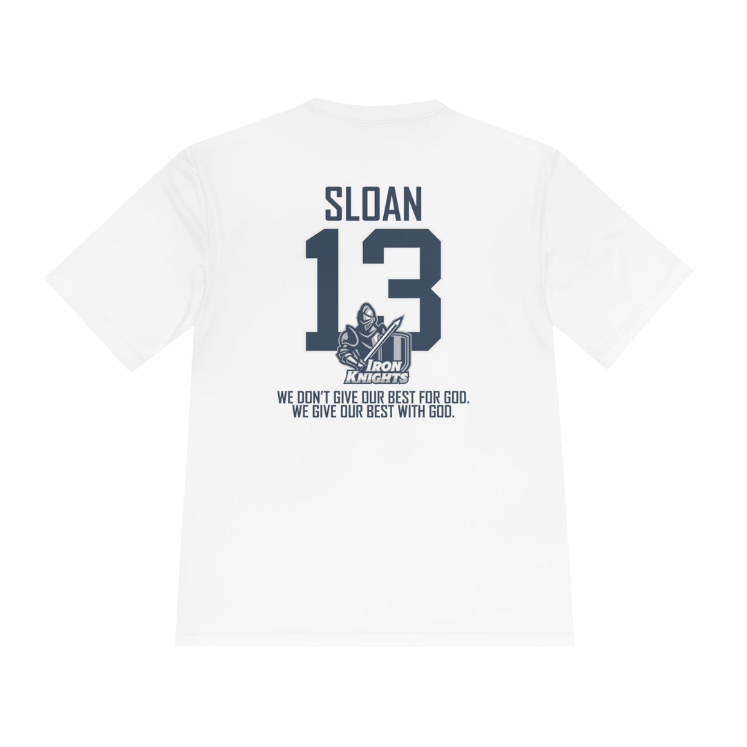 Iron Knights Adult Unisex Moisture Wicking T-Shirt - w/Knight Logo, Name &amp; Number on back