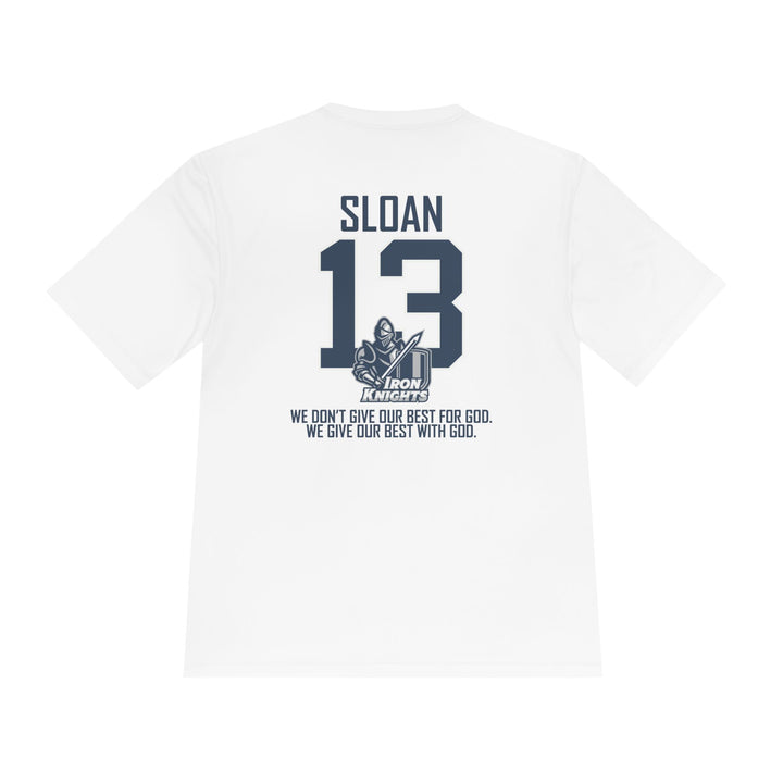 Iron Knights Adult Unisex Moisture Wicking T-Shirt - w/Knight Logo, Name &amp; Number on back
