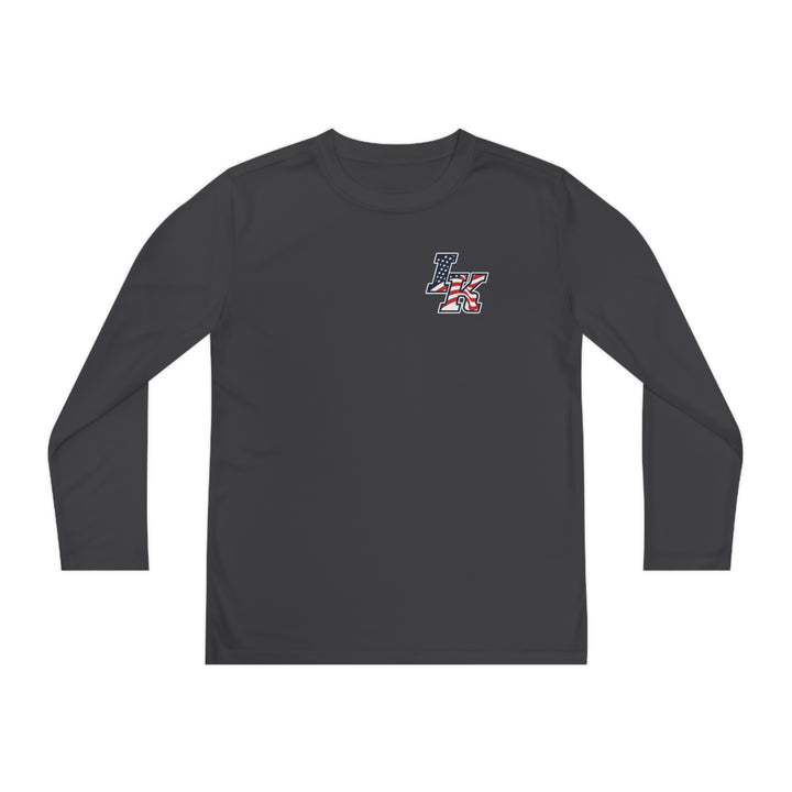 Iron Knights Youth Long Sleeve Competitor Moisture Wicking Tee W/Flag Design, Name &amp; Number