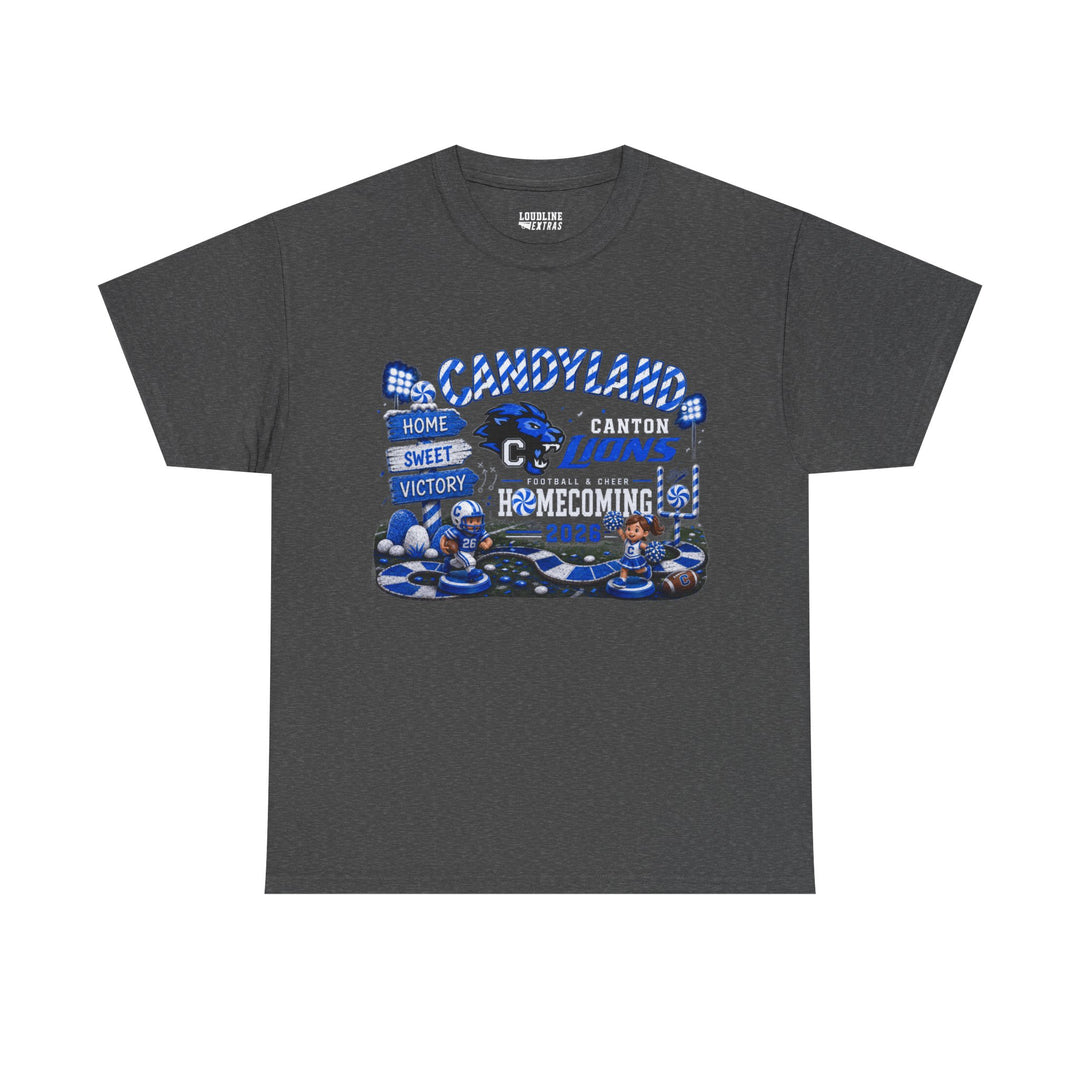 Canton Lions Football &amp; Cheer Unisex Adult Gildan Standard T-Shirt - Homecoming Candyland Design