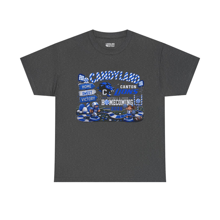 Canton Lions Football &amp; Cheer Unisex Adult Gildan Standard T-Shirt - Homecoming Candyland Design