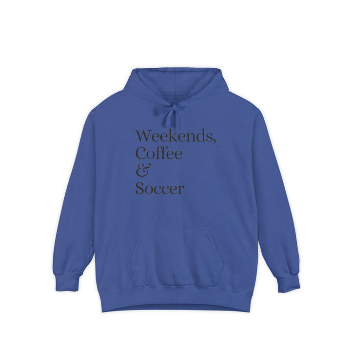 Weekends Coffee &amp; Soccer Unisex Adult Premium Hooded Sweatshirt