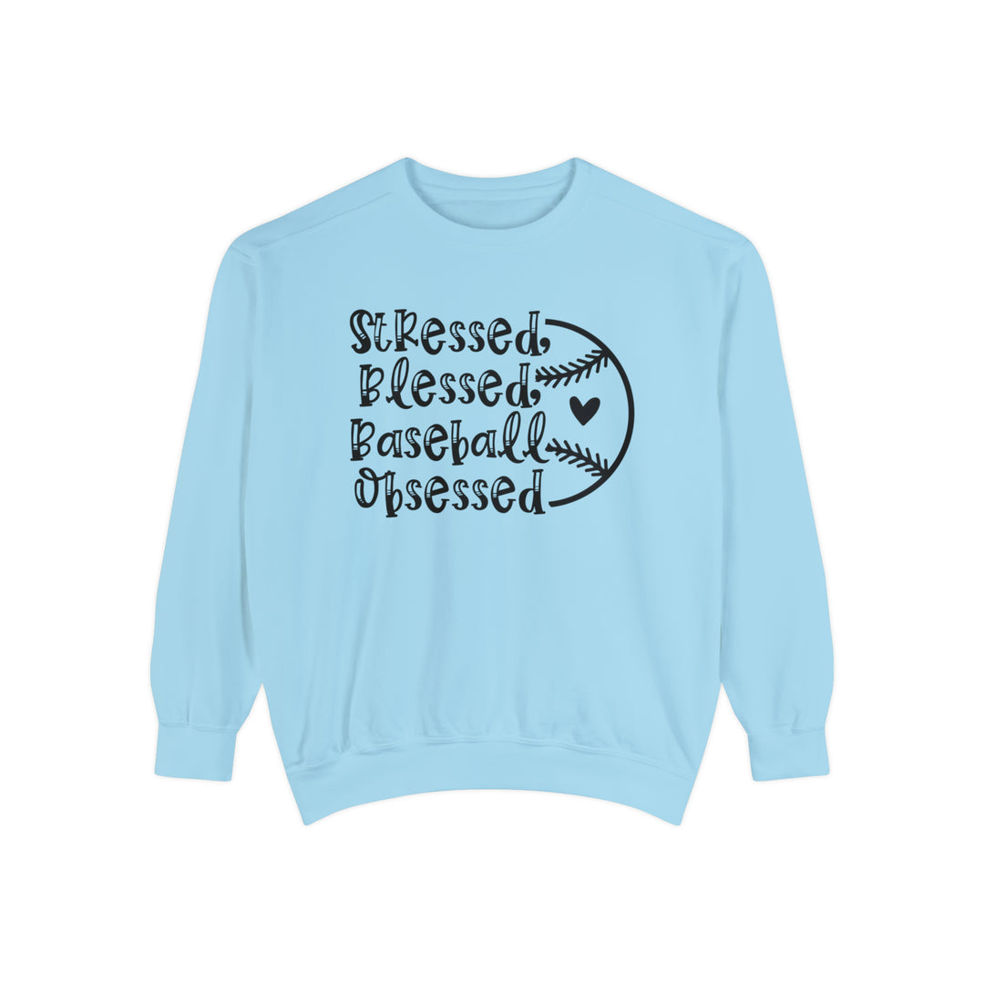 Stressed Blessed Baseball Obsessed Unisex Adult Premium Crewneck Sweatshirt