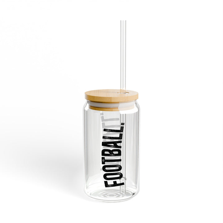 Football Rustic Design 16oz Sipper Glass