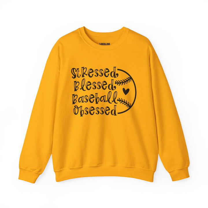 Stressed Blessed Baseball Obsessed Unisex Adult Crewneck Sweatshirt