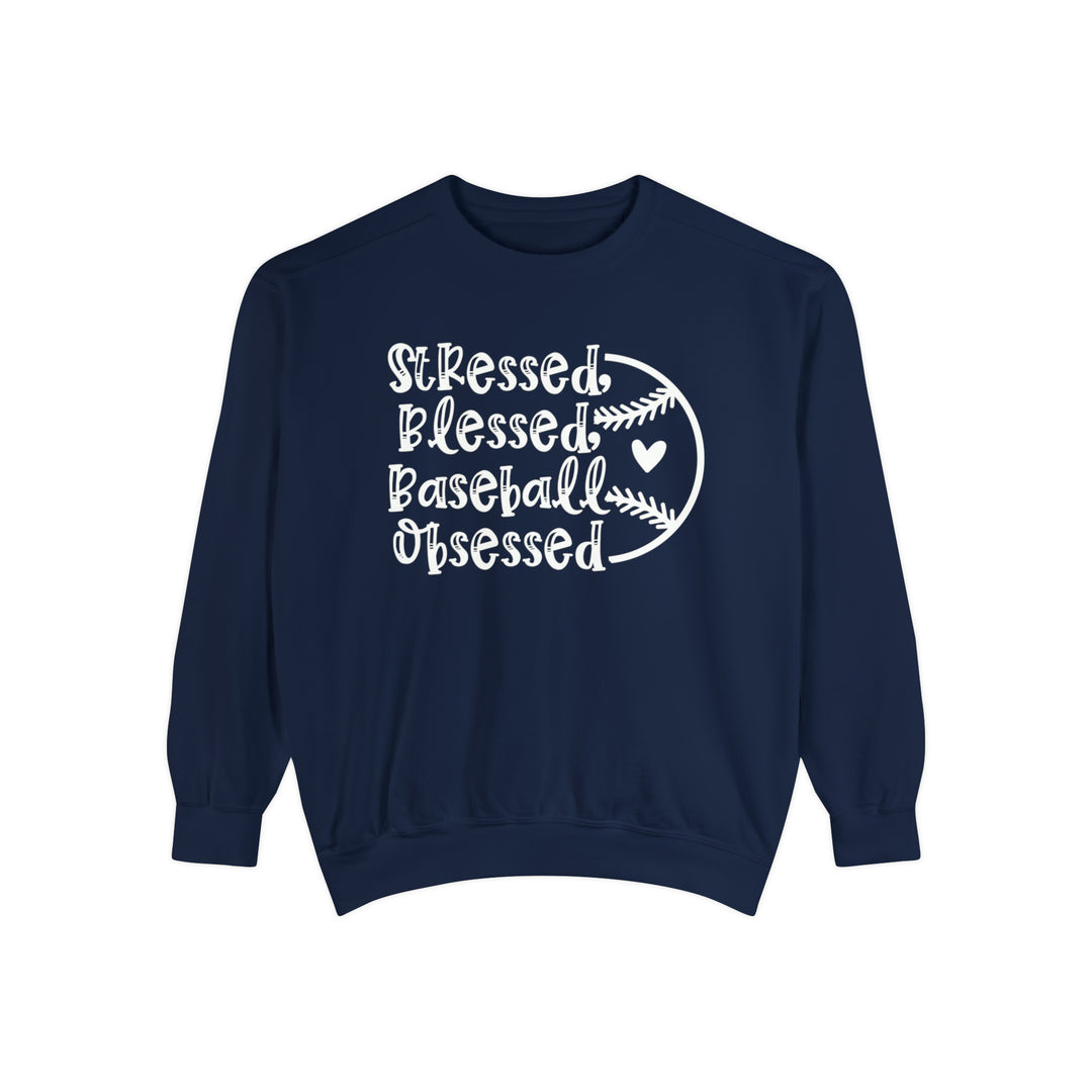 Stressed Blessed Baseball Obsessed Unisex Adult Premium Crewneck Sweatshirt